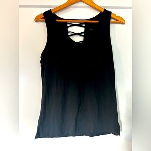 Peach black tank with criss-crossed back detail | Size S | EUC.